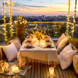 100ft Globe String Lights Indoor Outdoor Waterproof, 200 LED Christmas fairy Lights Plug in with Remote, Connectable Hanging Lights for Bedroom Classroom Camping Patio Wedding Garden Decor, Warm White