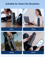 BOOST Smart Water Bottle with Reminder & Tracker, Double Wall Vacuum Insulated Bottles Stainless Steel, 32oz BPA-Free Wide Mouth for Gym, Office, School, Ideal Gift for Christmas, Halloween, New Year