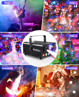 MOSFiATA Fog Machine with Disco Light 600W Smoke Machine RGB LED lights, 2300 CFM Spray, Remote Control, Perfect for Halloween, Christmas, Wedding, Party, Club, DJ Stage Effect