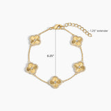 Electric Picks Icon Bracelet for Women, 14k Gold Plated Clover Charm Chain Bracelet, Adjustable 6"–7.5", Stackable Everyday Jewelry, Minimalist Gold Bracelet Gift
