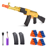 BYTEWAR Electric Golden AK-47 Realistic Soft Bullets Toy Gun,Foam Blasters Toys with 40 Foam Darts & 2 Magazines,Automatic Sniper Rifle for Kids Ages 6+ Years Old,Christmas Birthday Gift for Boys