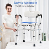 KingPavonini Shower Chair for Inside Shower, 550LBs Heavy Duty Bath Chair with Arms, Medical Shower Seat, Bath Stool Safety Shower Bench with Reinforced Crossing Bar for Elderly, Adults, Disabled