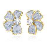Cicy Bell Flower Stud Earrings for Women 18K Gold Plated 925 Sterling Silver Posts Cubic Zirconia Petal Statement Earrings Trendy Festival Vacation Jewelry Gifts