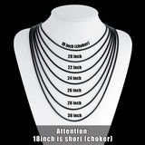 Fiusem Black Chain for Men, 3mm Stainless Steel Necklace for Men and Women, Box Chain 24 Inches