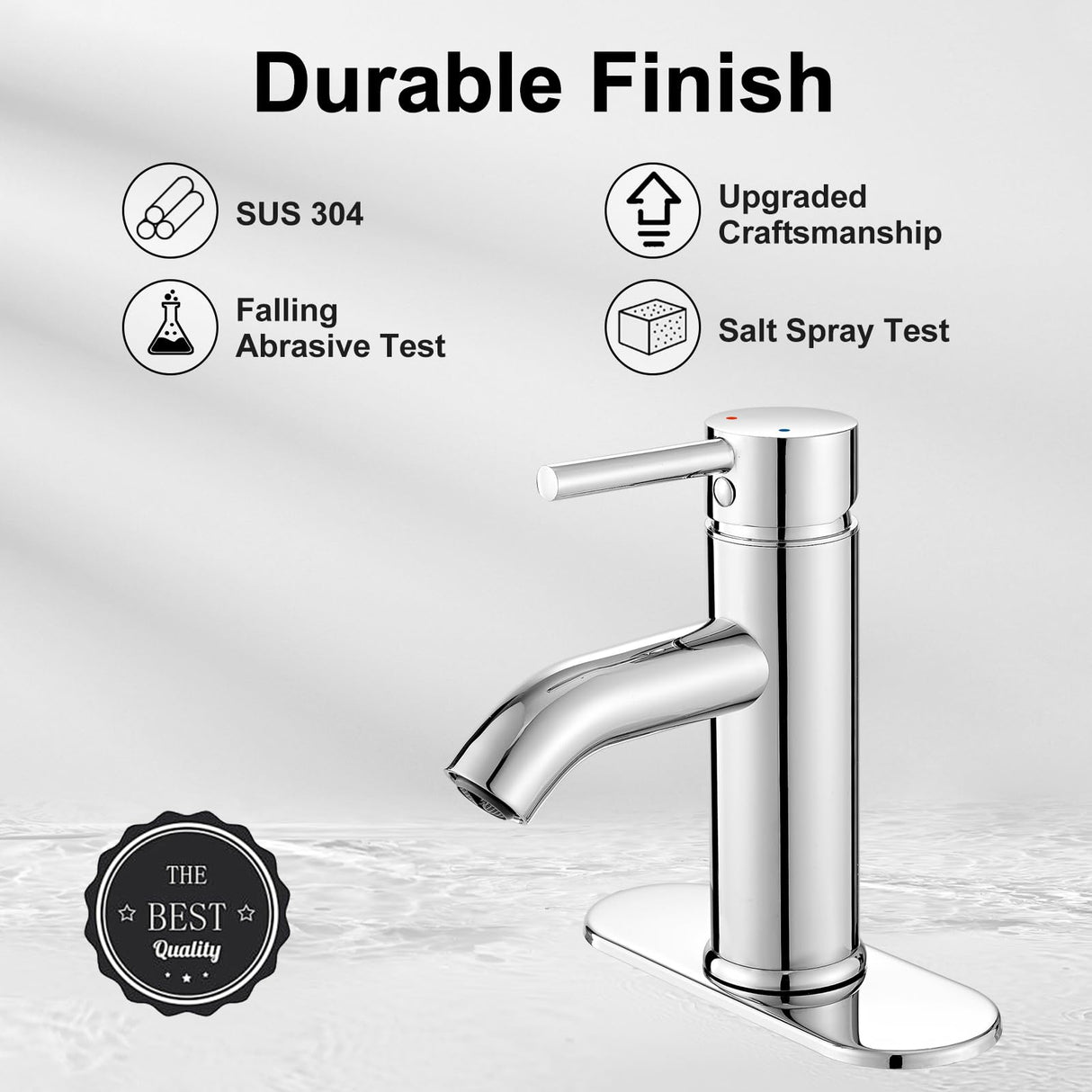 VOTON Modern Bathroom Faucet Chrome Single Handle One Hole Sink Faucet Commercial Lavatory Vanity Sink Faucet with 3/8" Hoses and Deck Plate