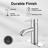 VOTON Modern Bathroom Faucet Chrome Single Handle One Hole Sink Faucet Commercial Lavatory Vanity Sink Faucet with 3/8" Hoses and Deck Plate