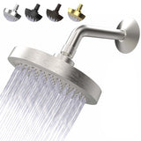 High Pressure Shower Head - Anti-Clogging Silicone Nozzles 2.5 GPM Removable Restrictor - Easy to Clean and Install - Includes Plumbers Tape - 6 inch - (Brushed Nickel 2.5GPM)