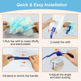 50 Count Duster Refills Kit for Swiffer Duster, One-Sided Electrostatic Duster with 2 Handles, Heavy Duty Dusters Refills Replacement for Cleaning Home, Blinds, Fans, Corners