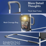 HOMEAL Bed Rails for Elderly Adults Safety - Height Adjustable Bedside Assist Rails for Seniors, Stable Bed Cane Guard Railings with Non-Slip Ergonomic Handle Bar and Storage Pocket (Grey)