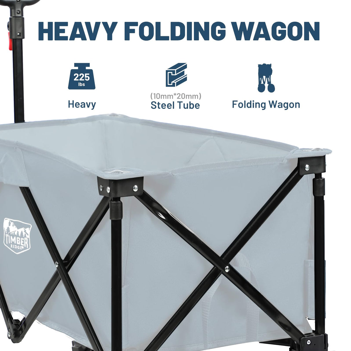 Timber Ridge Outdoor Collapsible Wagon with Brakes Utility Folding Cart Heavy Duty All Terrain Wheels for Shopping Camping Garden with Side Bag and Cup Holders, Blue