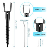 XYADX No Dig Ground Screw Anchor - Black U Shaped Post Stake for 4x4 Wood Posts, Includes Lag Bolts & 27" Rebar, for Mailbox Posts and Fence Posts Anchor, 4 Pack