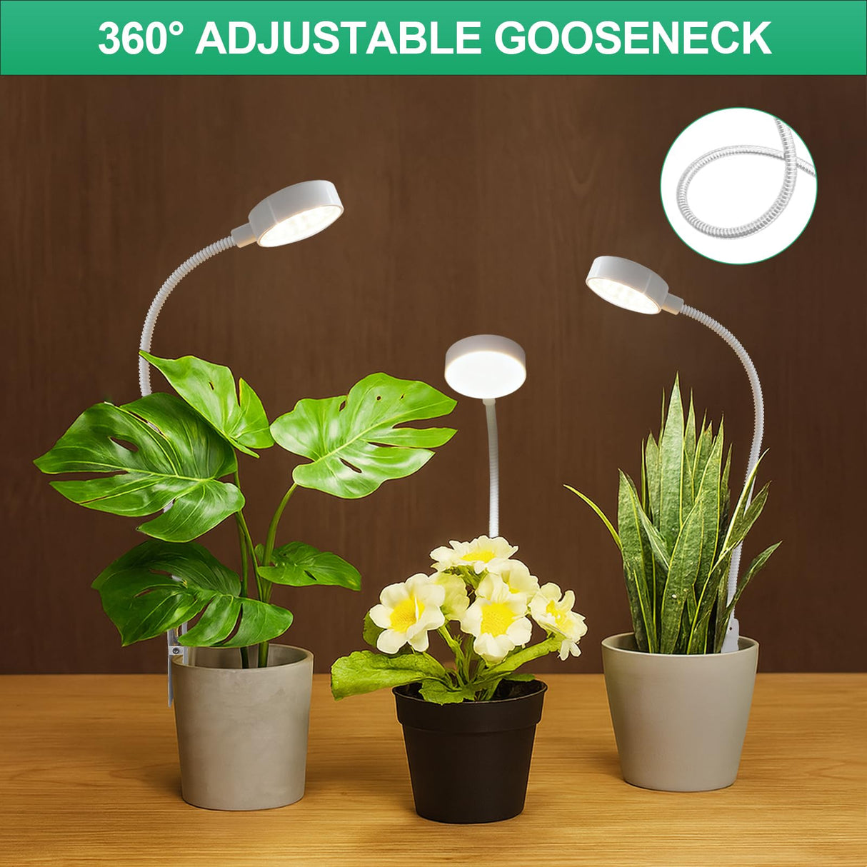 WeeLeeGoo 2 Pack Grow Lights, Pot Clip LED Growing Lamp for Indoor Succulents Pot Mini Small Plants,6000K White Full Spectrum with 5-Level Dimmable, Auto Timer 4/8/12/18 Hrs
