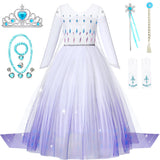 Axwcon Girls Princess Elsa Dress Costume with Waist Sequins, Detachable Cape, Halloween Christmas Kid Snow Queen Dress Up