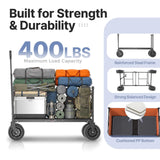 EchoSmile Collapsible Wagon Cart, Heavy Duty 400lbs Capacity, Blue