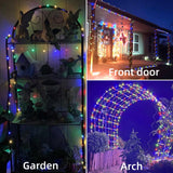 QITONG 4 Pack Multicolor Solar Christmas Lights Outdoor Waterproof, Each 33ft 100 LED Fairy Lights, 8 Modes Silver Wire Mini Twinkle Lights