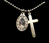 Mens Cross and Miraculous Medal Necklace, 30 Inch