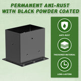 6 Pcs Post Base,4"x 6"Post Brackets(Acturl3.6 x5.6), Heavy Duty Black Metal Powder-Coated Thick Steel Post Anchor Outdoor for Support Deck Base Plate, Pergola Bracket Kit,Mialbox Post Mount