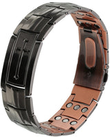 POLLDAN Cross Copper Bracelet for Men 6200 Gauss | Mens Bracelet 99.99% Pure Copper - Adjustable Fit | Christian Cross Magnetic Bracelets for Men - Stylish Religious Jewelry (Black Copper)