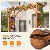 VINGLI Wooden Garden Arbor with Planter, Wedding Arch for Ceremony, Wood Garden Arbour Trellis for Plant Climbing, Pergola for Garden Backyard, Lawn, Outdoor (Golden Brown)