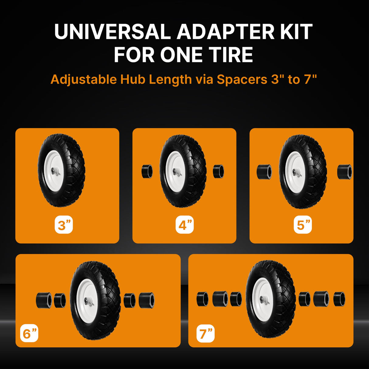 TPXQWL 16" 4.80/4.00-8 Flat Free Wheelbarrow Tire & Wheel, 2-Pack