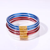 FAERLIIRY American Flag Bracelets Glitter Jelly Bangles Bracelets 4th of July Patriotic Bracelets for Women USA Red White Blue Bracelets Independence Day Jewelry Gifts (Patriotic-6PCS)