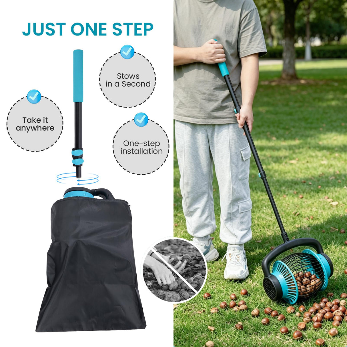 Acorn Picker Upper Roller for Garden,Sweet Gum Ball & Nut & Walnut Gatherer