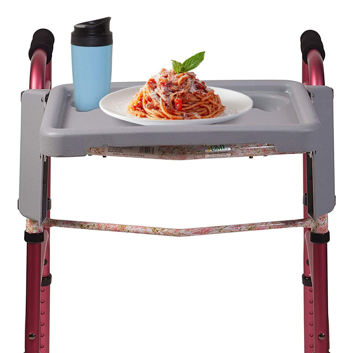 DMI Walker Tray, Rollator Tray, Mobility and Walker Accessory Tray Table Fits Most Standard Walkers, Folding with Two Cup Holders and Tool Free Assembly, 16 x 11.8 inch