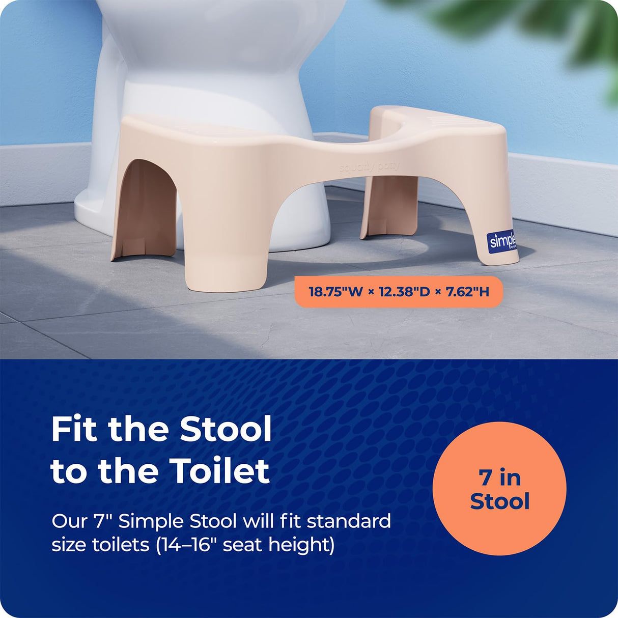 Squatty Potty Simple Bathroom Toilet Stool, Buttercream 7", Ergonomic Stool – Posture-Enhancing Bathroom Footrest for Improved Digestion & Constipation Relief