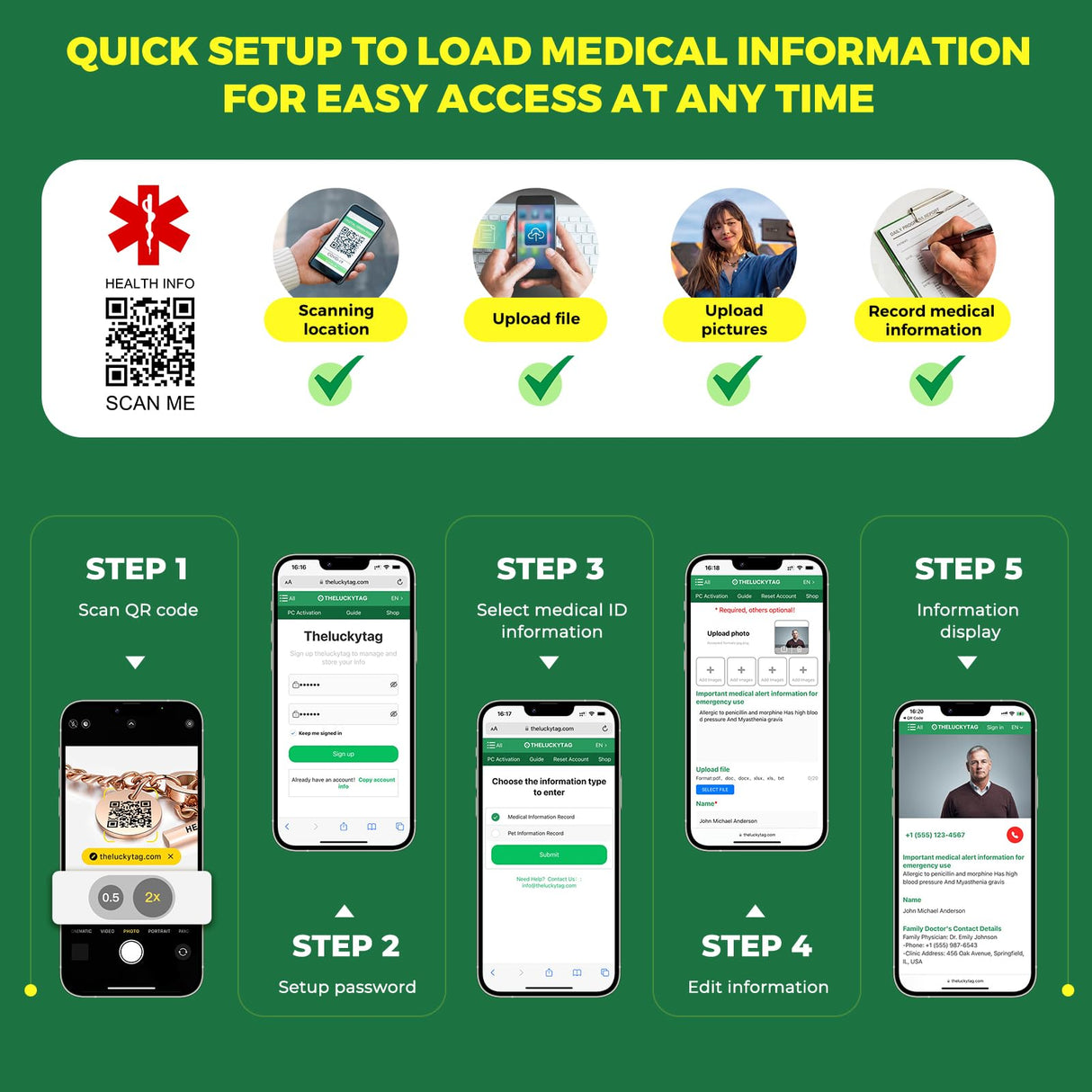 Upgraded QR Code Medical ID Bracelets for Women Medical Alert Bracelet