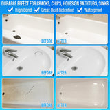 Tub Repair Kit White, Tub Chip and Bathtub Repair Kit for Enamel, Fiberglass, Acrylic, Porcelain, Patch and Repairs Chips, Crack, Scratches, Rust, Holes on Tubs, Toilet, Sink, Shower, Tray in Bathroom