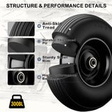 4.00-6 Wheelbarrow Tires 13" Flat Free Solid Wheel Barrow Wheel Replacement