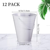 Sadnyy 12 Pack Metal Buckets with Handle, Galvanized Bucket 4.5 x 5 Inch Basket Bucket Party Supplies, Crafts for Christmas Halloween Candy Bars Vase Crafts(White)