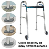 Universal Walker Wheel Kit: 5 Inch Sport Wheels and FlexFit Ski Glides (Gray)