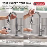 Delta Faucet Essa Touchless Kitchen Faucet with Touch Technology, Brushed Nickel Kitchen Sink Faucet with Pull Down Sprayer, Arctic Stainless 9113TL-AR-DST