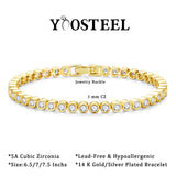 Yoosteel 14K-Gold-Plated Bezel Tennis Bracelet for Women,6.5 In CZ Bracelet
