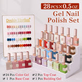 Double Rhythm 28Pcs 0.5Oz Gel Nail Polish Set Same Color Same Bottle Soak Off Gel Polish Kit Nail Art Manicure Salon DIY at Home for Women (White Pink Collection-T24-2)