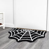 Meetory Spider Web Bath Mat, 31×20" Halloween Bath Mat Non-Slip Rugs Spiderweb Rug Machine Washable Goth Area Rugs Gothic Rug for Front Door, Bedroom, Living Home (Black)