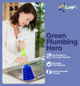 Luigi's Sink Plunger Kitchen - Sink Plunger Bathroom - Drain Bathtub or Shower - Small and Powerful Clog Remover - Commercial Style "Plumbers Plungers" with Large Bellows - Blue - Small