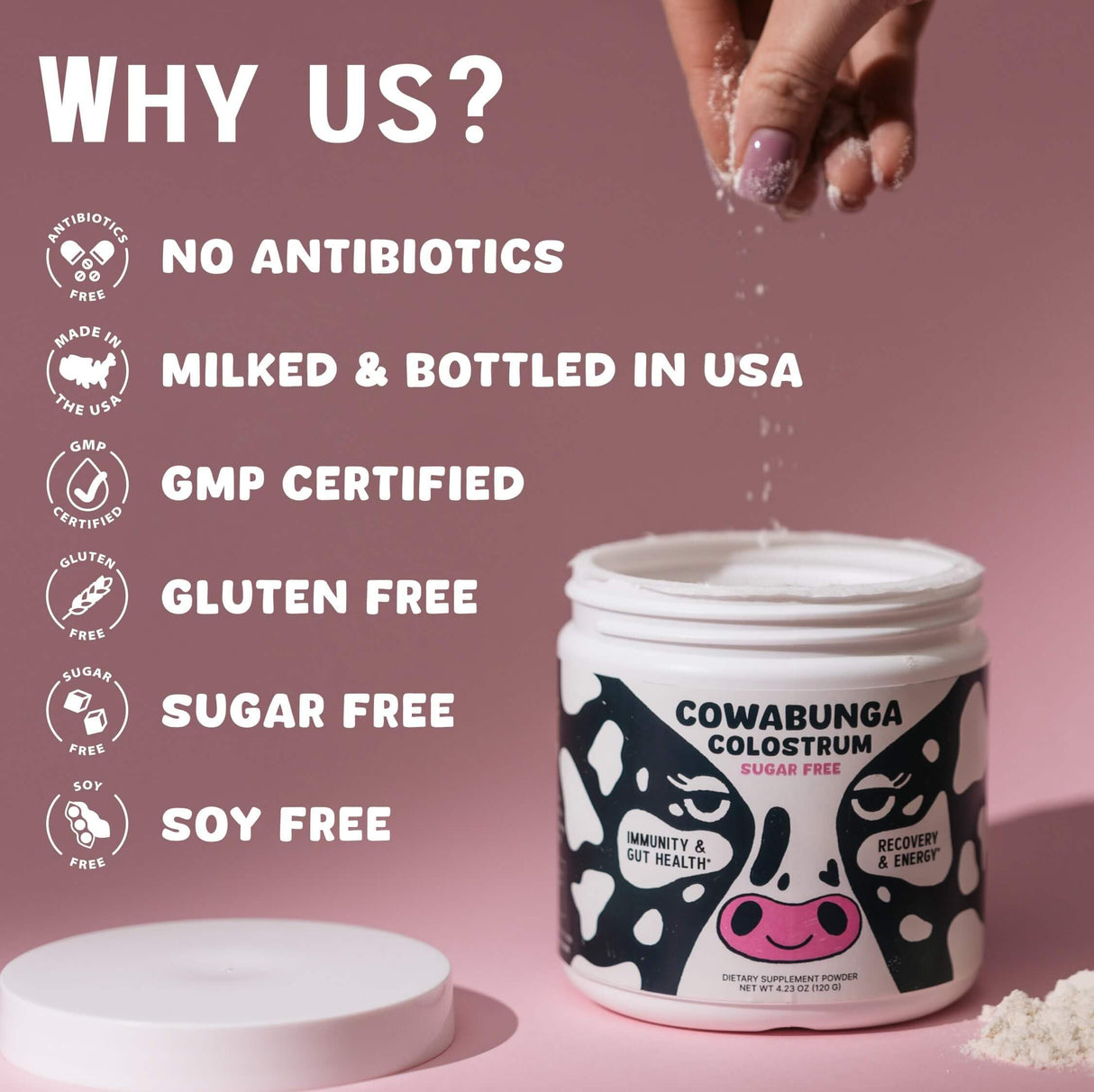 SonoHealth Cowabunga Colostrum - Premium, Pure & Unaltered Colostrum Powder Supplement - for Immune Support, Gut Health, Muscle Recovery & Wellness - Kosher & Halal Certified Calostro