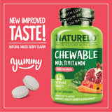 NATURELO Chewable Vitamin for Kids Multivitamin with Whole Food Organic Fruit Blend - 60 Tablets for Children