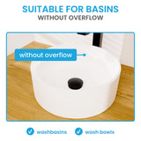 Bächlein Extra Long Universal Drain Fitting without Overflow (Matt Black) - Pop Up Valve for Countertop Washbasins