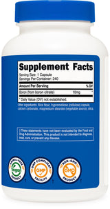 Nutricost Boron Capsules 10mg, 240 Vegetarian Capsules, Gluten Free and Non-GMO