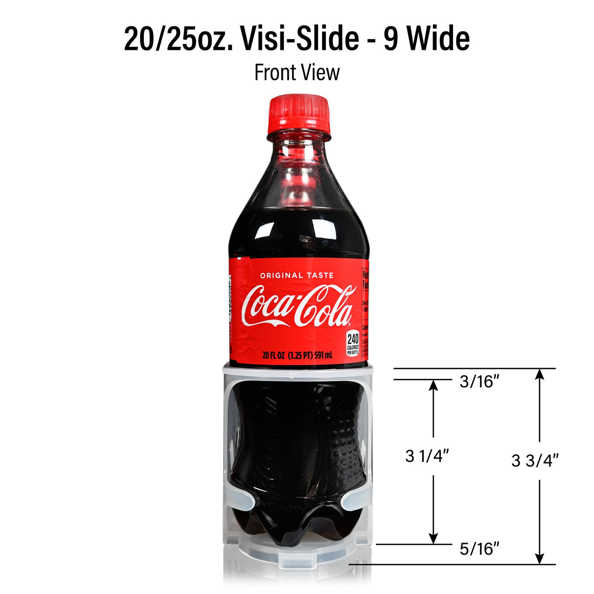 Visi-Slide 20oz Soda Beverage Dispenser - Gravity Fed Glide for Angled Shelves for Coolers, Commercial Refrigerators, Cold Vaults (Pack of 2) Drink Dispenser and Organizer for Cans, Bottles and More