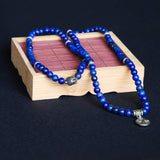 Bivei 108 Mala Beads Necklace Beaded Wrap Bracelets Genuine Gemstone Mala Prayer Beads Lotus Charm Yoga Meditation Necklace - Lapis Lazuli