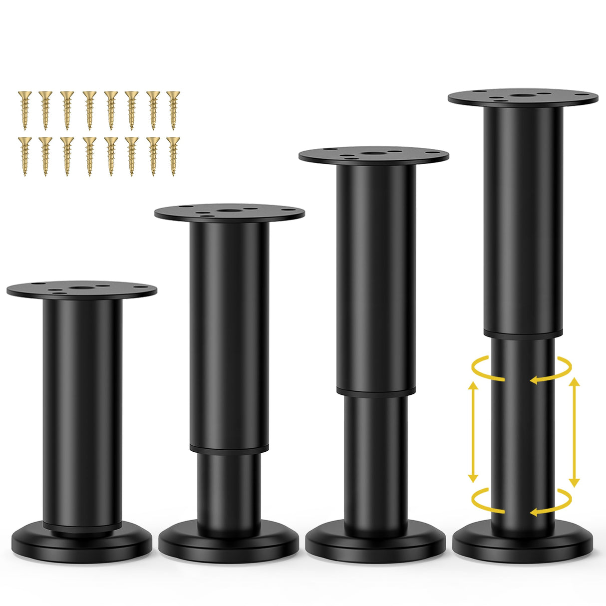 Wlrrcwdttc 4 Pcs Metal Adjustable Furniture Legs 4.72-7.87 inch, Adjustable Cabinet Legs for Sofa/Bed/Chair/Couch/Dresser/Table,Heavy Duty Bed Replacement Support Legs for Bed Frame/Bed Center Slat