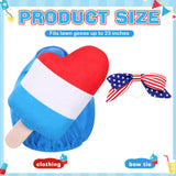 SilTriangle 4th of July Porch Goose Outfit Patriotic Pillow Design with Top Hat for 23" Lawn Cement Goose Independence Day Garden Patio Yard Outdoor Decorations(Ice Lolly)