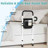 Bed Rails for Elderly Adults Safety - Adjustable Bed Assist Rails for Full Size Bed, Portable Bed Cane for Seniors with Storage Pocket, Hold up to 300 Lbs, Easy Setup, Bedside Safety and Stability