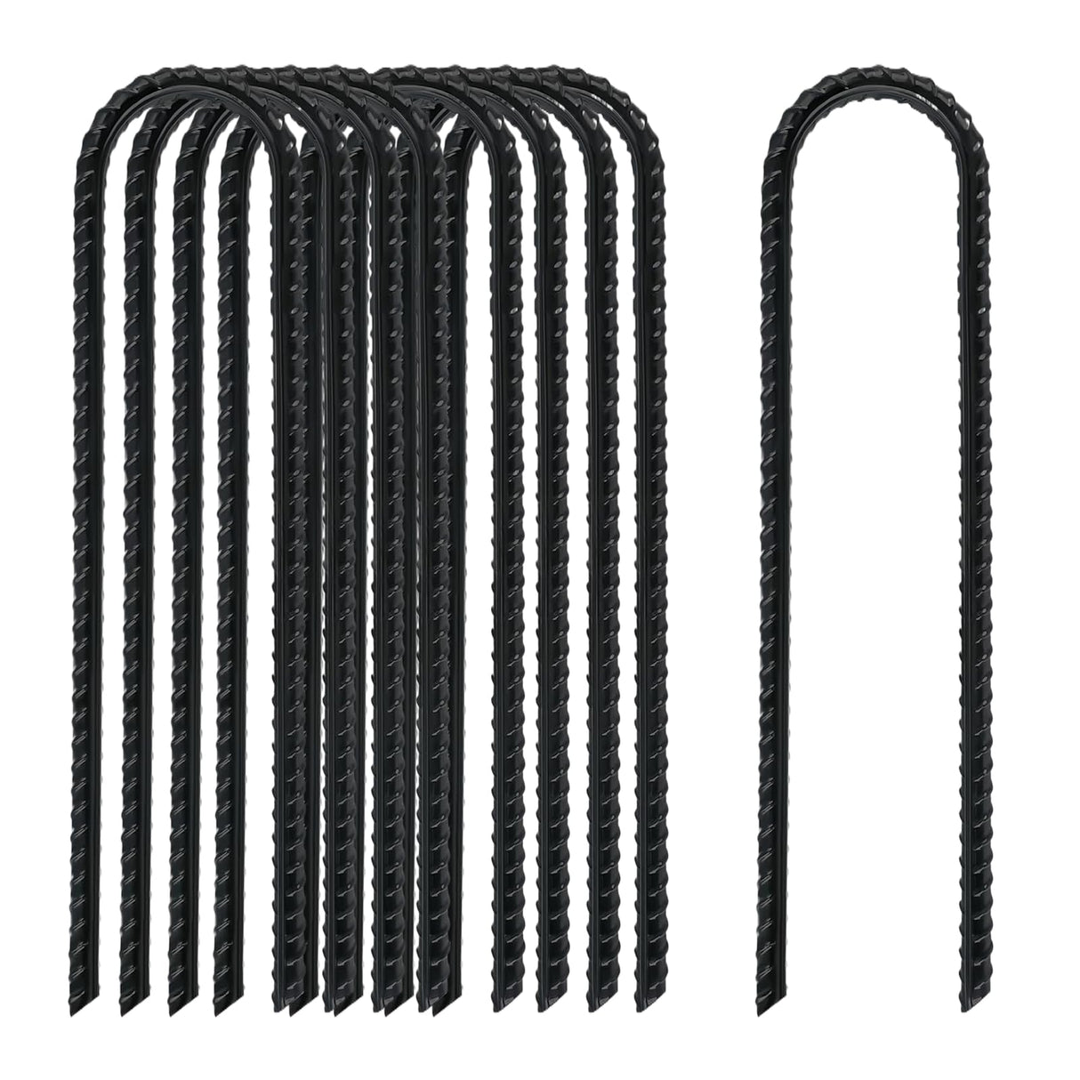 8 Inch Rebar Stakes Heavy Duty, 10 Pack Garden Stake U-Hook, Electrostatic Rust Proof Metal Stakes for Tent, Landscape,Outdoor Decorations, Fabric Ground Cover, Tube Fixing