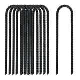 8 Inch Rebar Stakes Heavy Duty, 10 Pack Garden Stake U-Hook, Electrostatic Rust Proof Metal Stakes for Tent, Landscape,Outdoor Decorations, Fabric Ground Cover, Tube Fixing