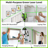 Huepar Laser Level, 100Ft Self Leveling Green Cross Line Laser for Picture Hanging, Tile, Decoration & DIY Construction – 360° Magnetic Base & AA Battery, Indoor Use